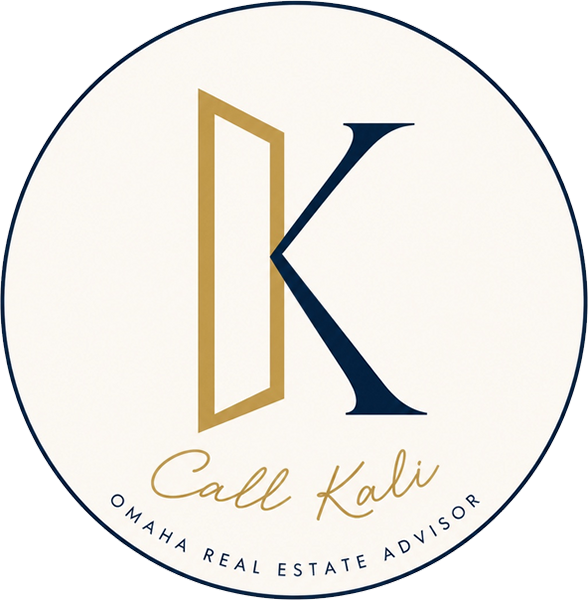 Call Kali gold monogram seal with signature and Omaha Real Estate Advisor tagline
